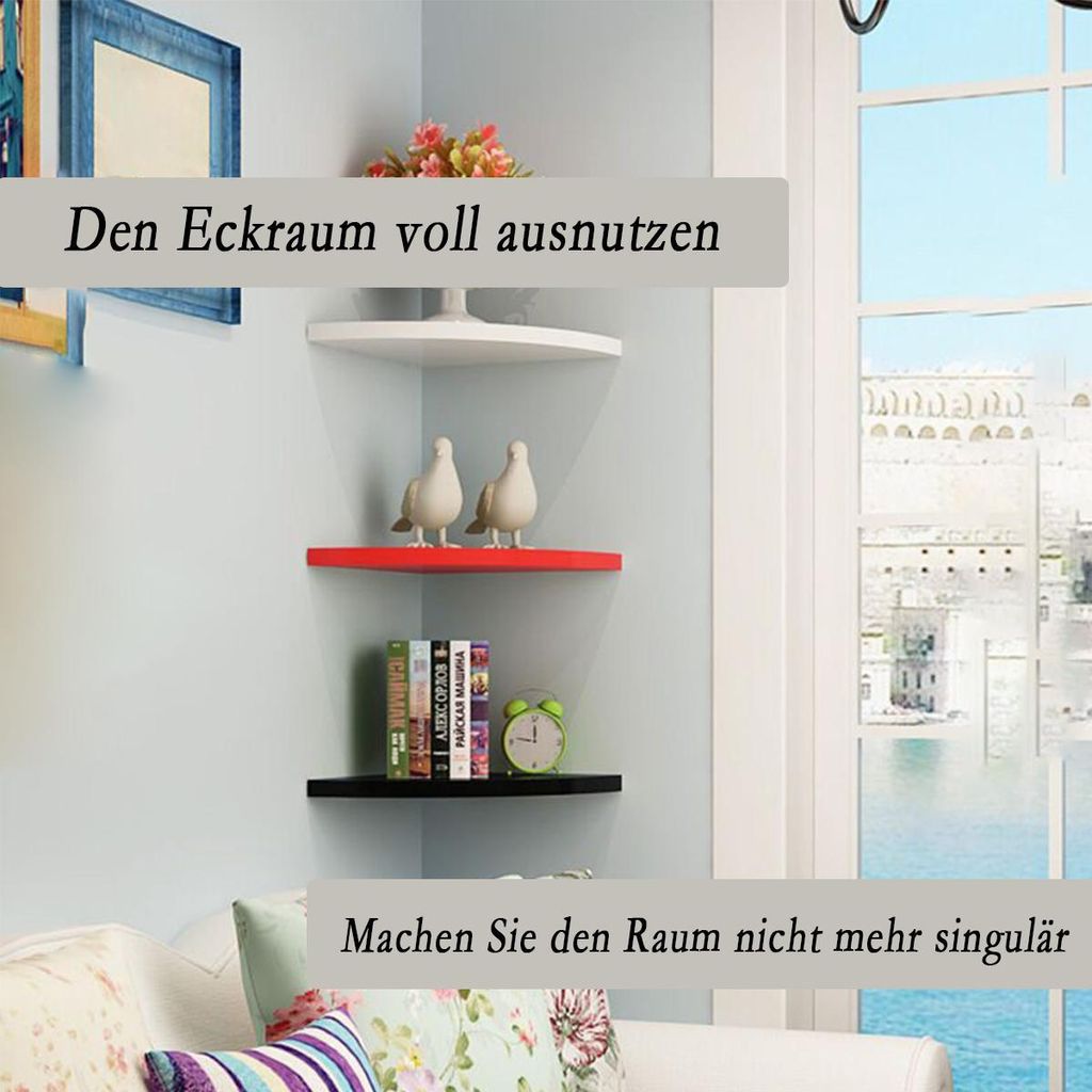 Wand-Eckregal 3er Set, 30 cm, Ohne Bohren, Dreieckig