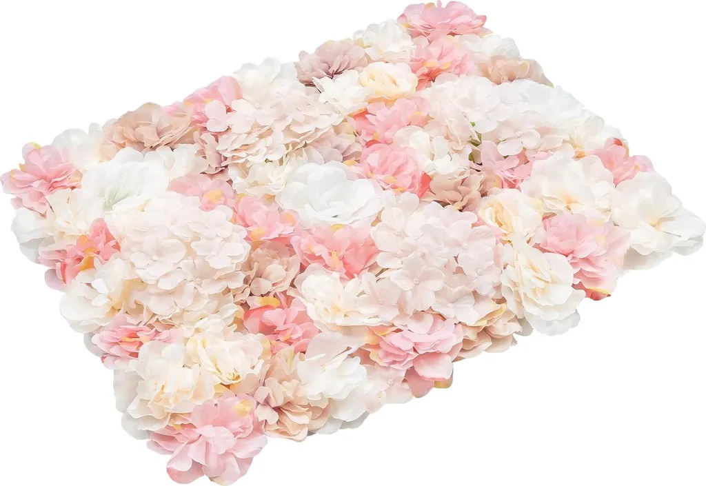 Panneau mural floral artificiel en soie rose pour fond de shooting photo