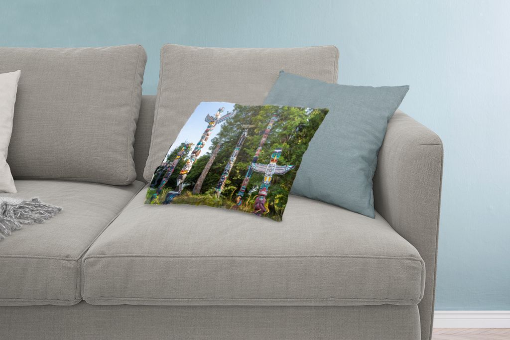 MuchoWow Zierkissen Sofakissen Wohnzimmer Dekokissen 60x40 cm Totempfähle eines Indianers - Kopfkissen - Polster mit Foto