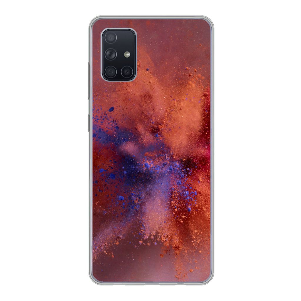MuchoWow Handyhülle Schutzhülle Hülle für Samsung Galaxy A71 Puder - Rot - Orange - Abstrakt Silikon Softcase Handy Hülle - Kartenbesitzer