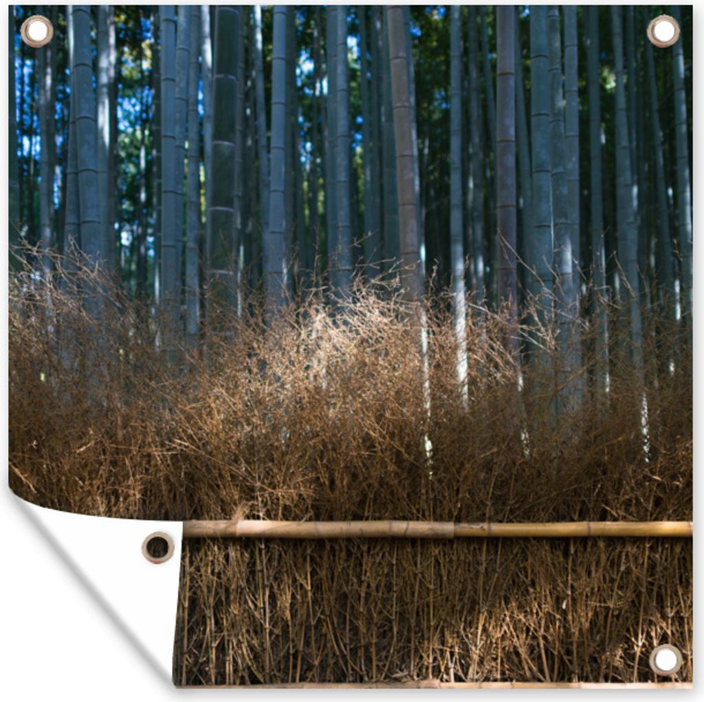 MuchoWow 50x50 cm Outdoor-Poster Gartendeko Sichtschutz Garten Poster für den Garten Arashiyama-Bambusbäume in einem Wald Japan