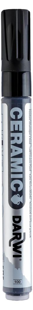 Darwi 6x Keramikfarbe, Marker 2mm Spitze, 6ml, Schwarz Schwarz DA0340013100C