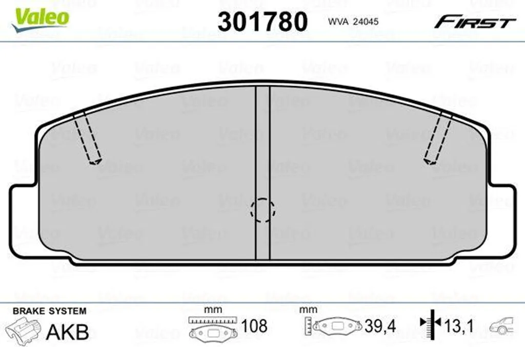 Jeu de Plaquettes de Frein VALEO 301780 OE GGYB2643Z pour Mazda 6 RX-7