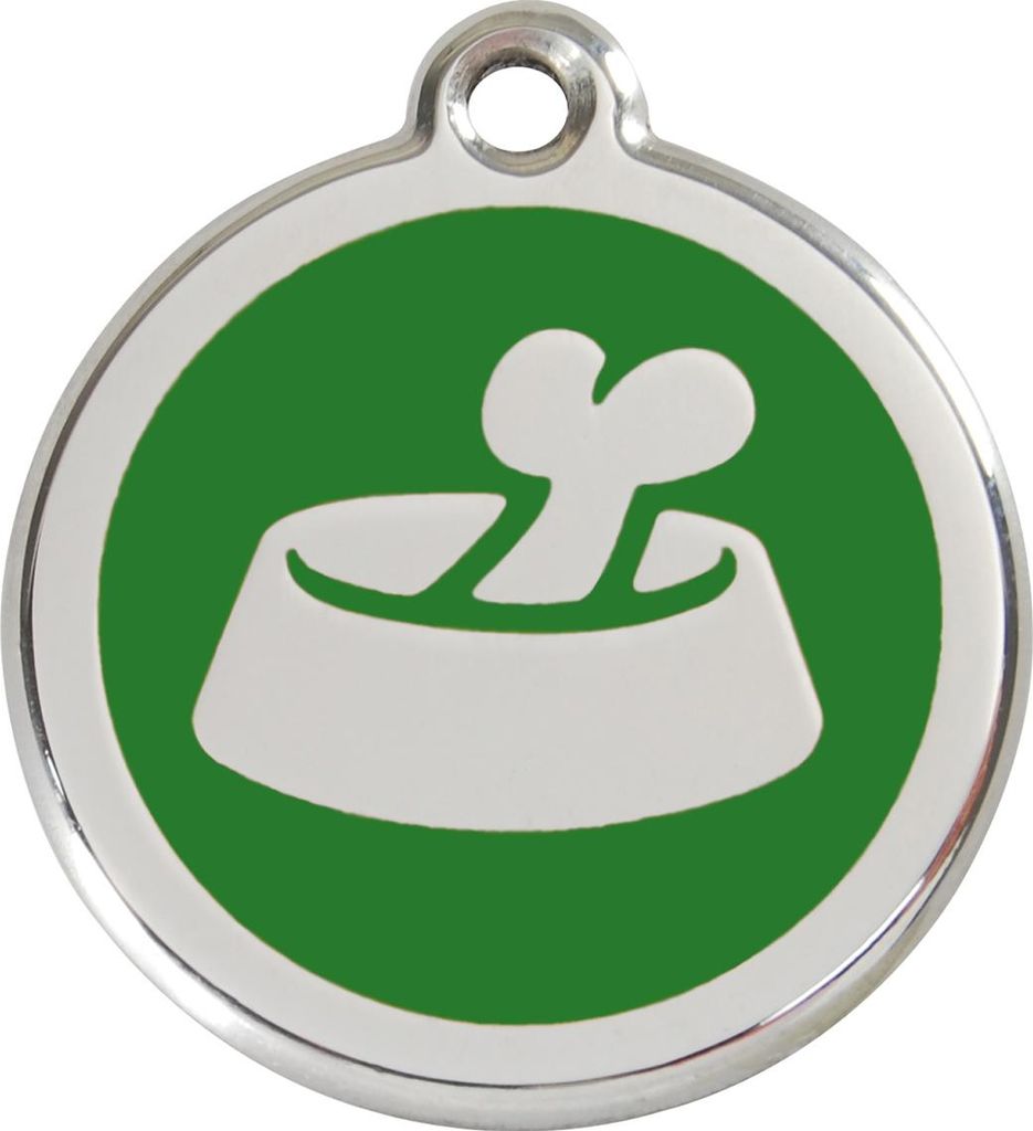 RedDingo Hundemarke mit individueller Gravur Knochen im Napf grün, Größe: L