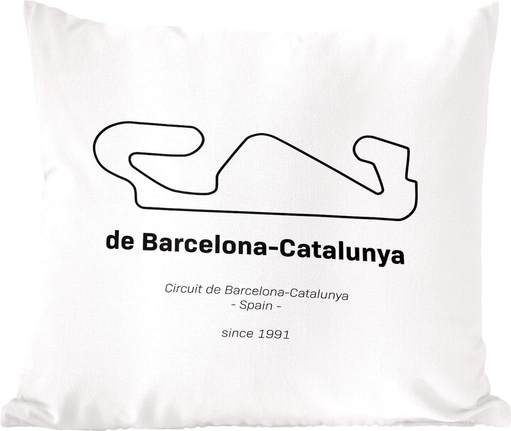 MuchoWow Zierkissen Sofakissen Wohnzimmer Dekokissen 40x40 cm F1 - Rennstrecke - Barcelona - Foto Kissen - Schlafzimmer Dekoration