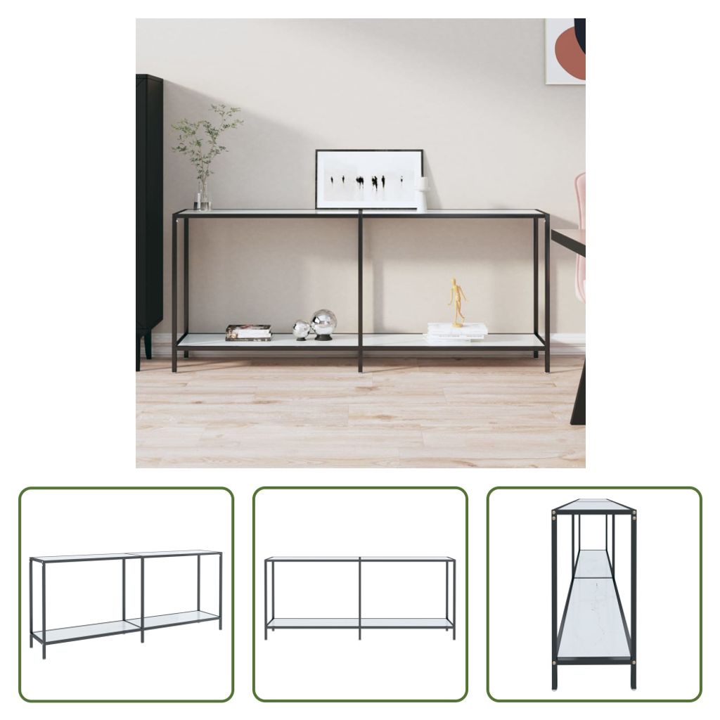 The Living Store Konsolentisch Weiß 180x35x75,5 cm Hartglas