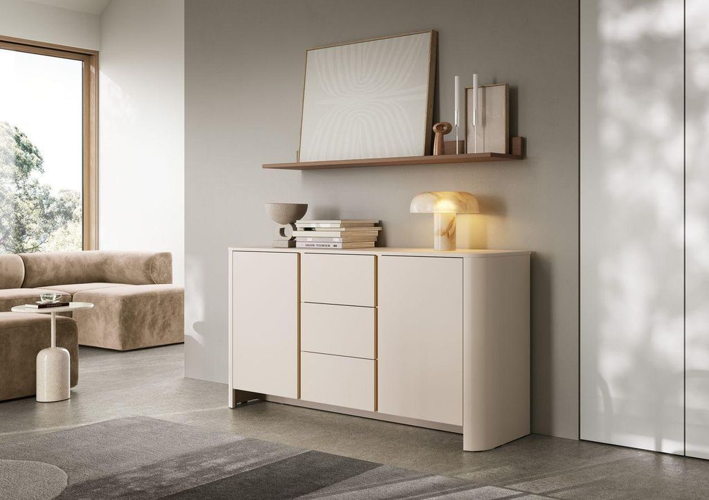 Kommode – Sideboard – KSZ168 – BARI – Kaschmir – Stilvolle Stauraumkommode mit Schubladen