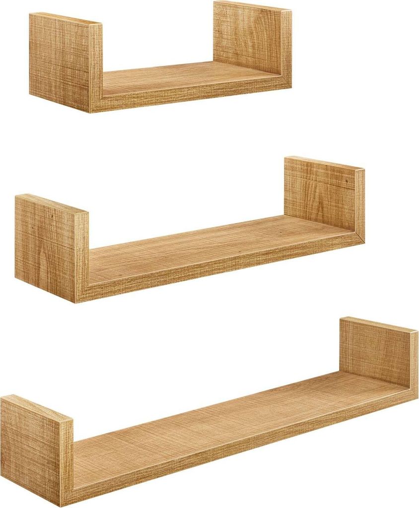 BEGRYF Wandregal Set 3-teilig honigbraun Wandboard Wohnzimmer Regal Holzoptik Schweberegal Dekoregal