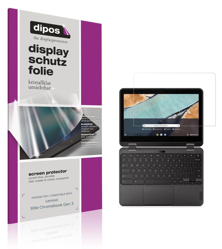 2x Schutzfolie für Lenovo 300e Chromebook Gen 3 klar Displayschutzfolie Folie Display Schutz dipos