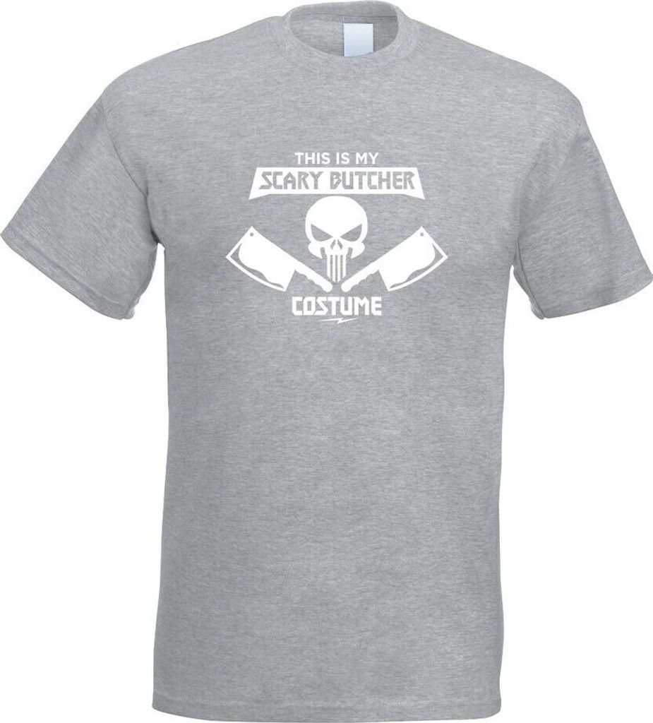 Kiwistar - T-Shirt - Graumeliert - My Scary Butcher Costume Motiv Bedruckt Funshirt Design Print - mit Motiv Bedruckt - Funshirt Design - Sport - F...