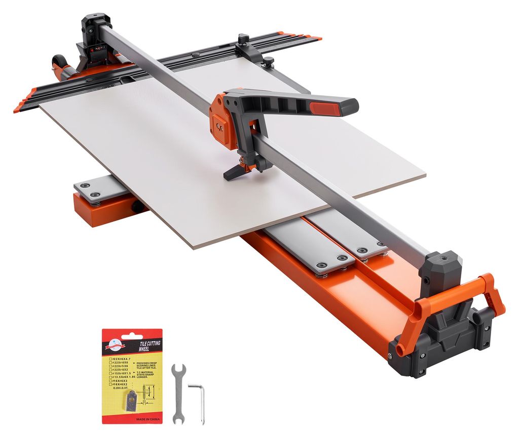 SucceBuy Fliesenschneider 1200 mm, Fliesenschneidmaschine mit gefederter Basis & einstellbarem Winkelanschlag, Wolframkarbid-Schneidrad, präzise A...