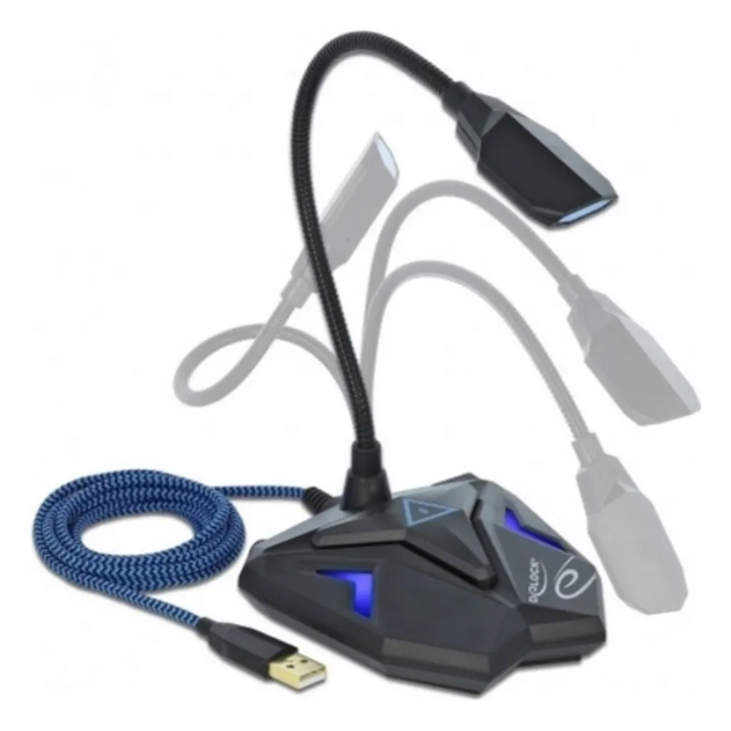 DeLOCK 66330 Microfono USB Gaming Nero-Blu | Cardioide per Console e PC - 3