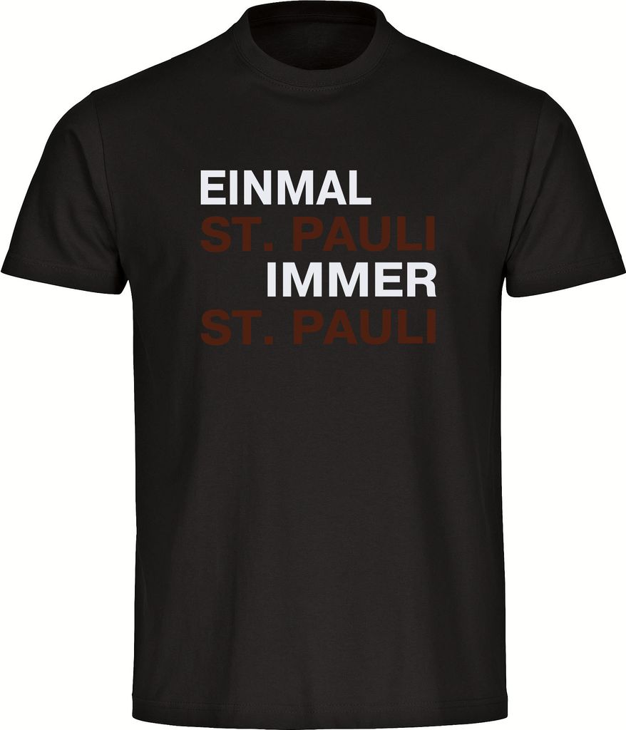 multifanshop Herren T-Shirt - St. Pauli - Einmal Immer, schwarz, Größe L