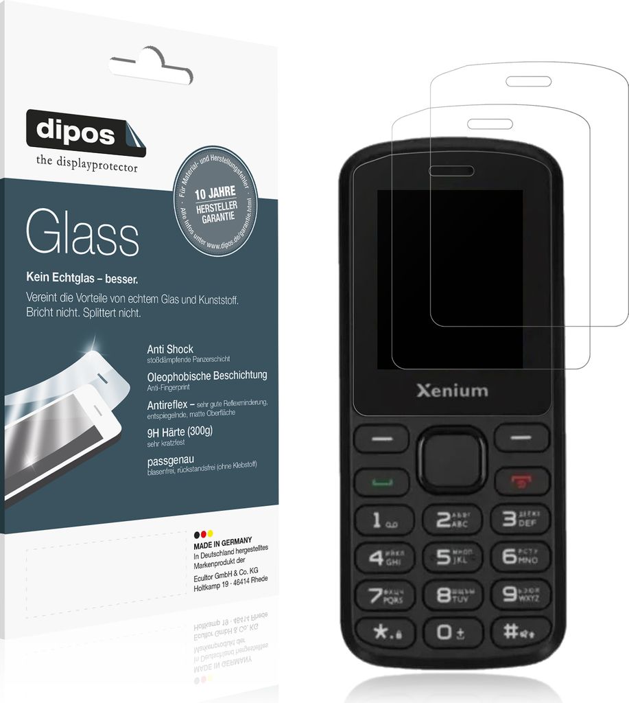 2x Schutzfolie für Philips Xenium X170 matt - Anti-Shock 9H Folie dipos Glass Kunststoffglas