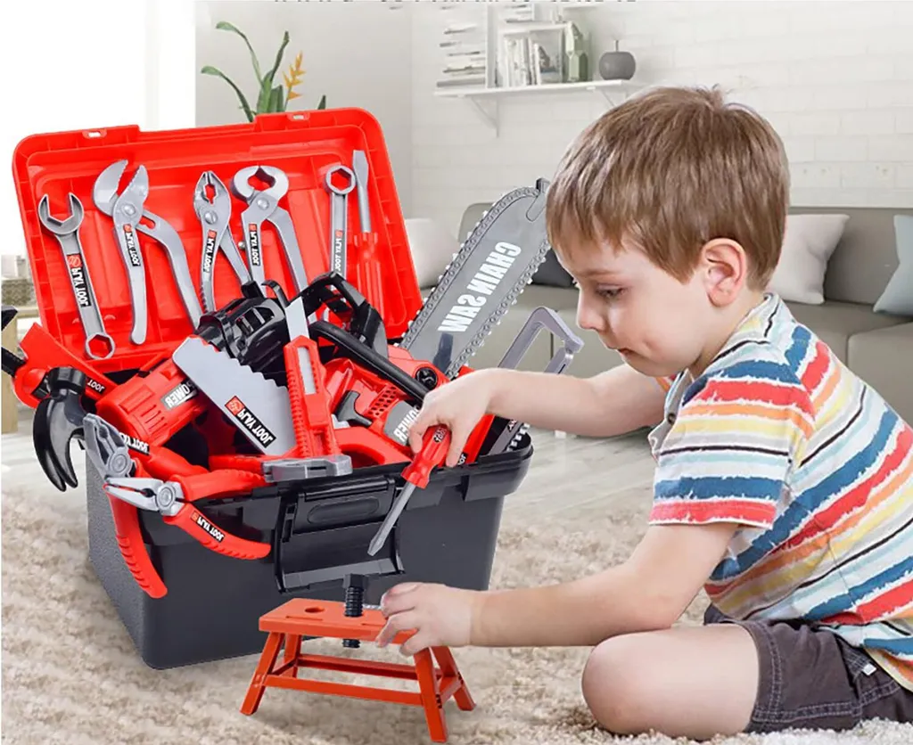 Mallette d'outils bricolage enfant avec perceuse et établi de réparation - 6