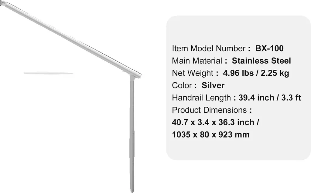 Garde-corps extérieur kit robuste 100 cm inclinaison modulable toute saison