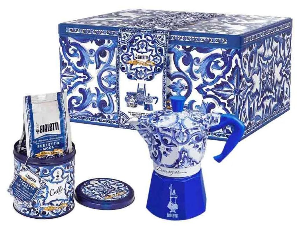 Bialetti 0005414, Moka-kan, Blauw, Wit, voor 3 kopjes, Productafbeelding 
