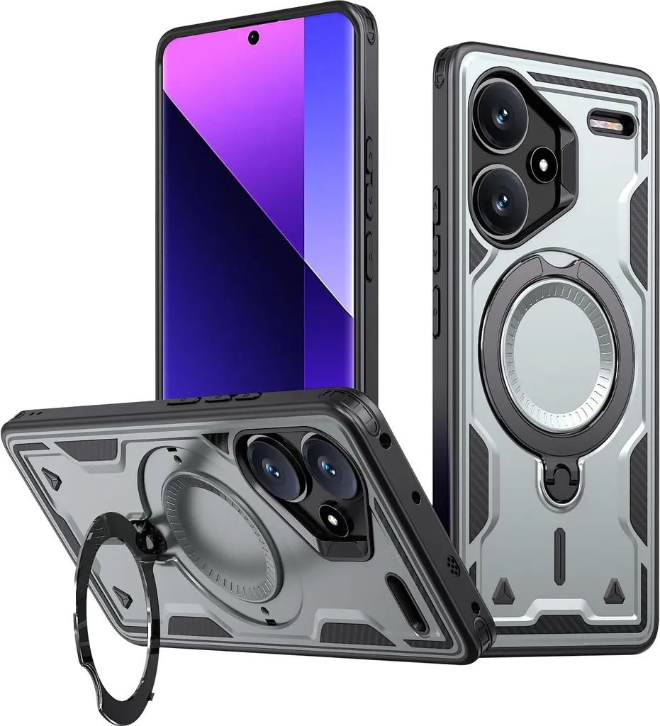 Cover Militare Xiaomi Redmi Note 13 Pro+ 5G Anello Magnetico Grigio