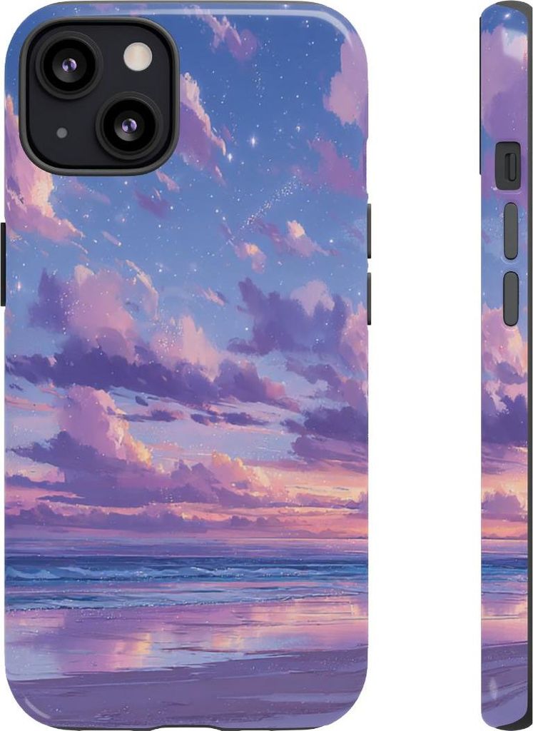 Sanfter Sonnenuntergang in Violett über dem Meer – Hülle Kompatibel mit iPhone 13