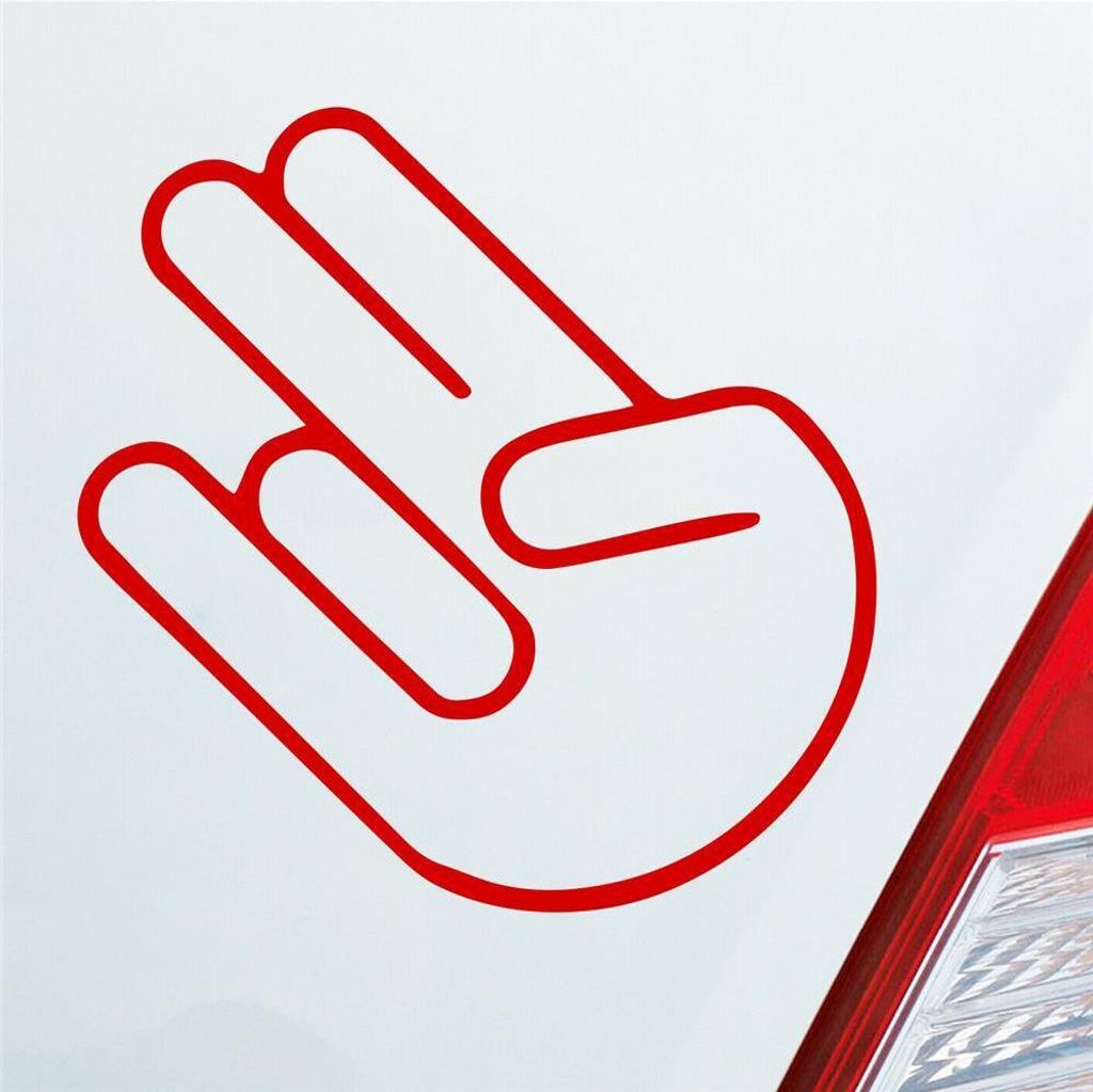 Auto Aufkleber Shocker Hand Motorrad Gruß Mopped Kfz 10x10 cm Rot Sticker Heckscheibenaufkleber