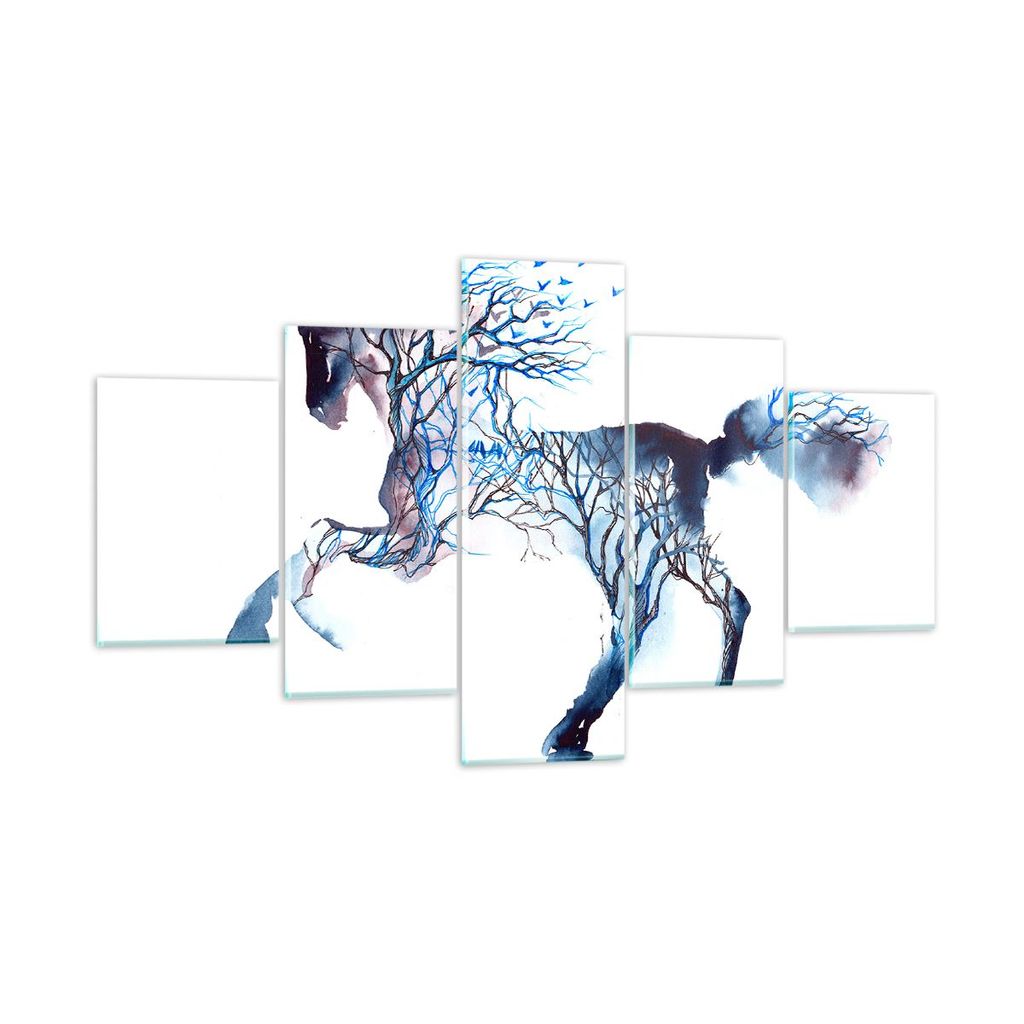 Bilder auf glas - natur malen schön Hengst - 125x70cm - Glasbilder - Wandbilder - Kunstdruck - zum Aufhängen bereit - Wanddekoration aus Glas - G...