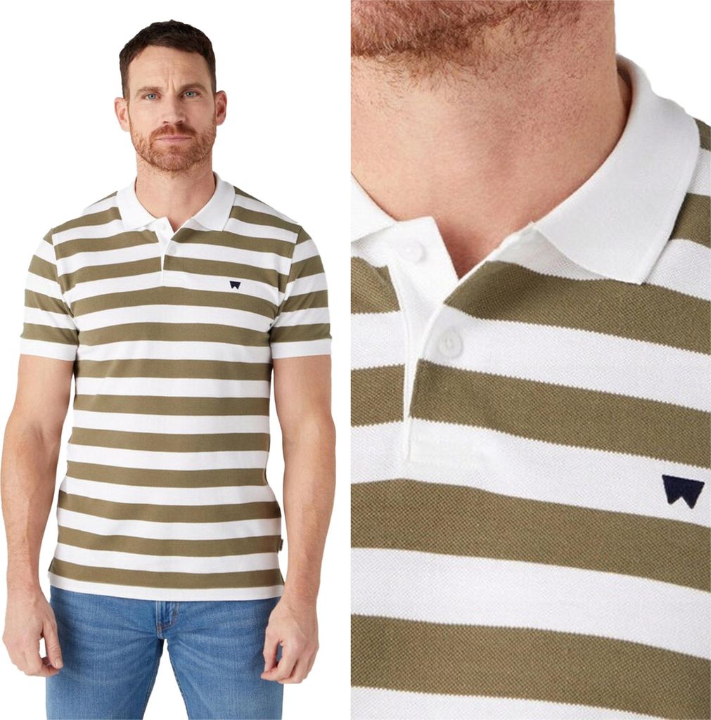 WRANGLER Herren, Poloshirt STRIPE POLO, L, Grün, poloshirt, herren,