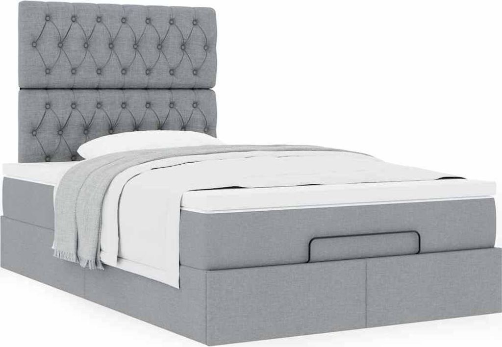 Maison Exclusive - Ottoman-Bett mit Matratze Hellgrau 120x190 cm Stoff