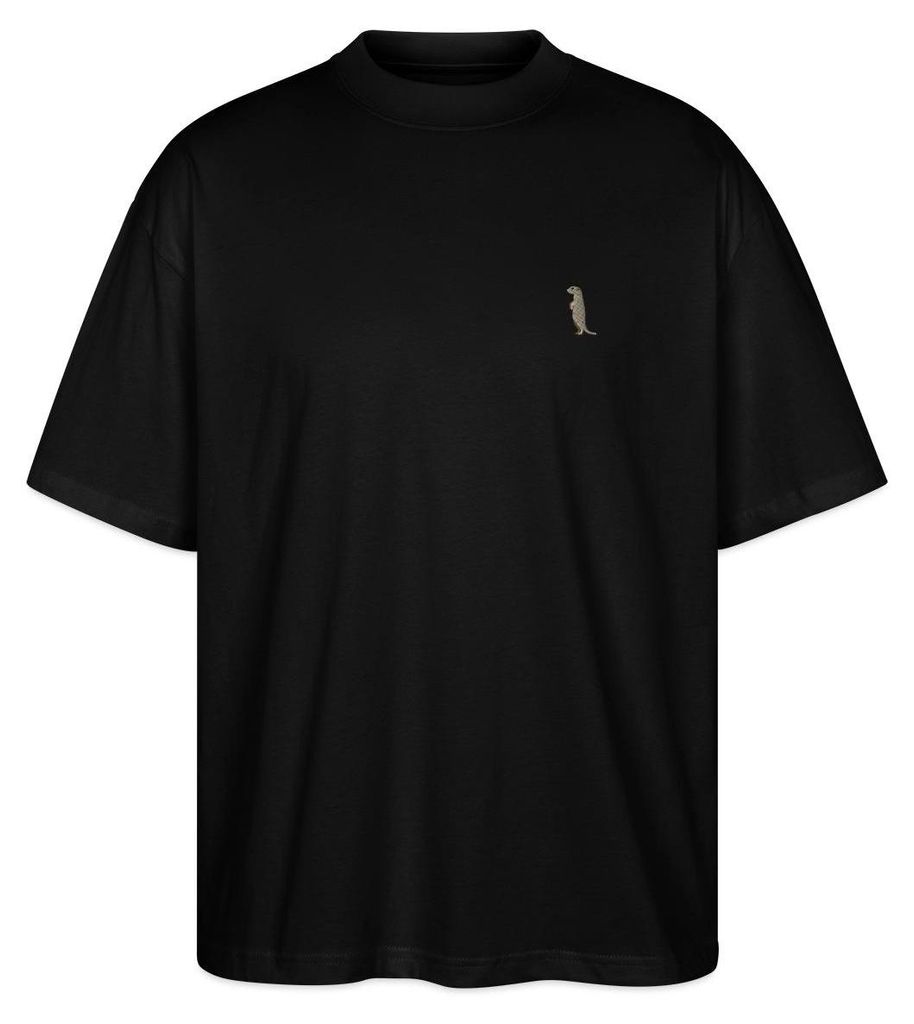 Spreadshirt Bestickt Erdmännchen Oversize Uni T-Shirt, XL, Schwarz
