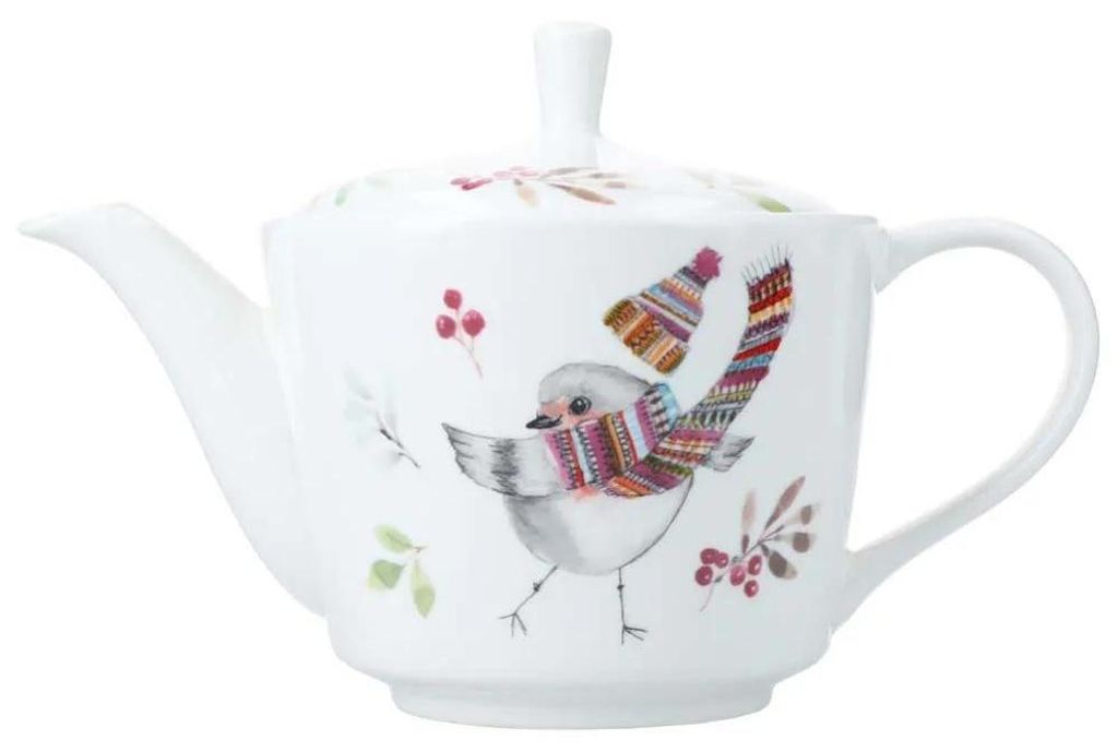 Mikasa Tipperlyhill Robin Teekanne de Steingut, 650 ml, in Geschenkbox de