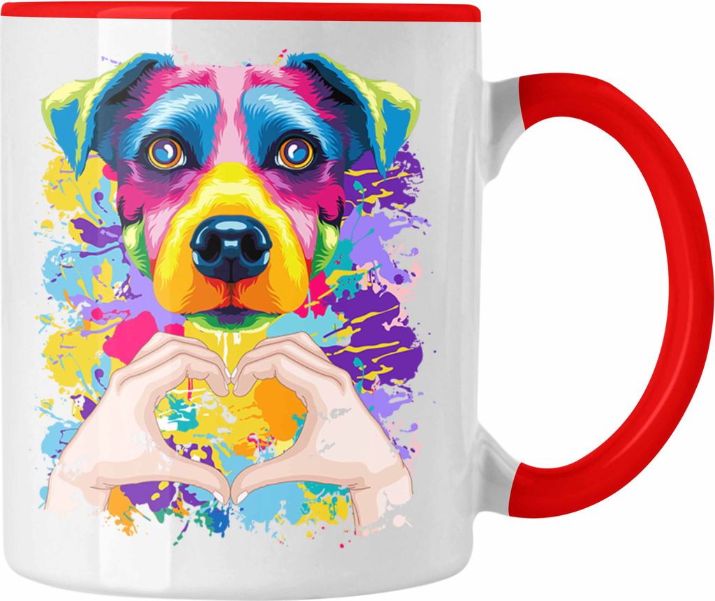 Trendation - Jack Russell Besitzer Farbe Love Tasse Geschenk Lustiger Spruch Geschenkidee Jack Russell Besitzerin (Rot)