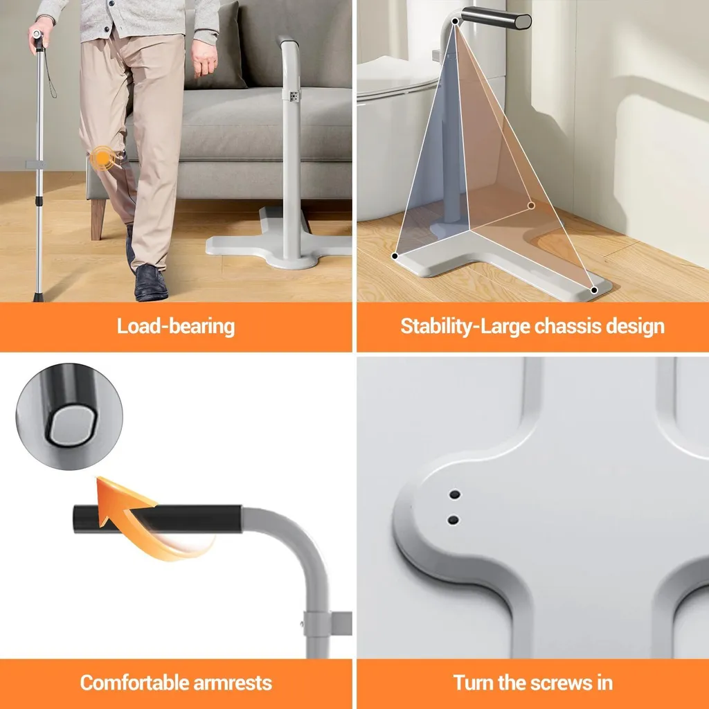 Appui de sortie de lit pour senior barre de soutien ajustable blanche - 7