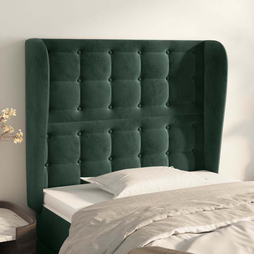 Maison Exclusive - Kopfteil mit Ohren Dunkelgrün 83x23x118/128 cm Samt