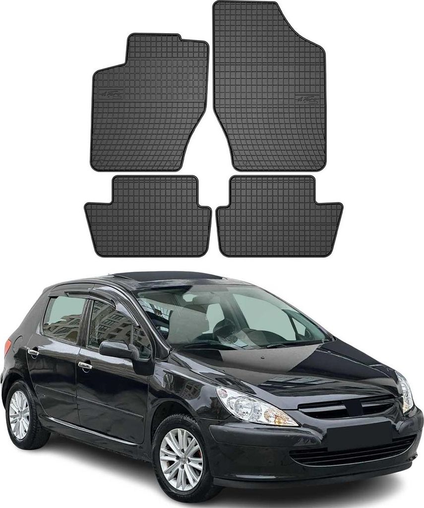 Tapis de Sol pour Peugeot 307 2001-2008 Caoutchouc Noir Image du produit 