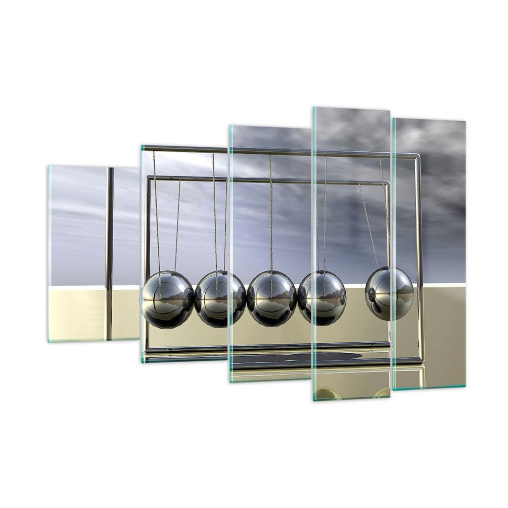 Bilder auf glas - Chrom Kugeln Wissenschaft - 150x100cm - Glasbilder - Wandbilder - Kunstdruck - zum Aufhängen bereit - Wanddekoration aus Glas - ...