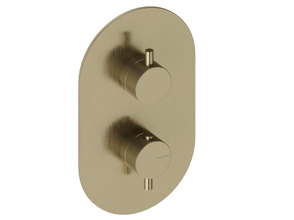SANYCCES LOOP Unterputz 2-3-Wege-Duschbrausebatterie mit Thermostat, gold gebürstet
