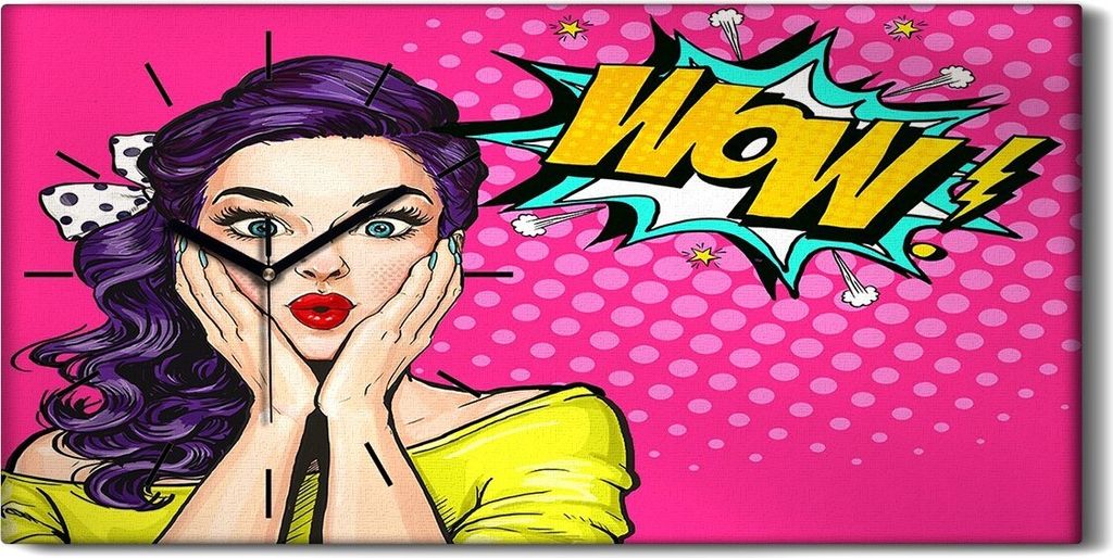 Küchenuhr Bürouhr Leinwand Uhr 60x30 Malerei Abstrakte Frauen WOW Comics Kunst - schwarze Hände