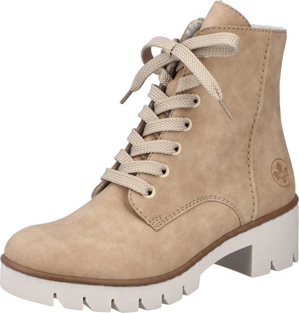 Rieker Damen Schnürboots Profilsohle Stiefelette X5702, Größe:40 EU, Farbe:Beige