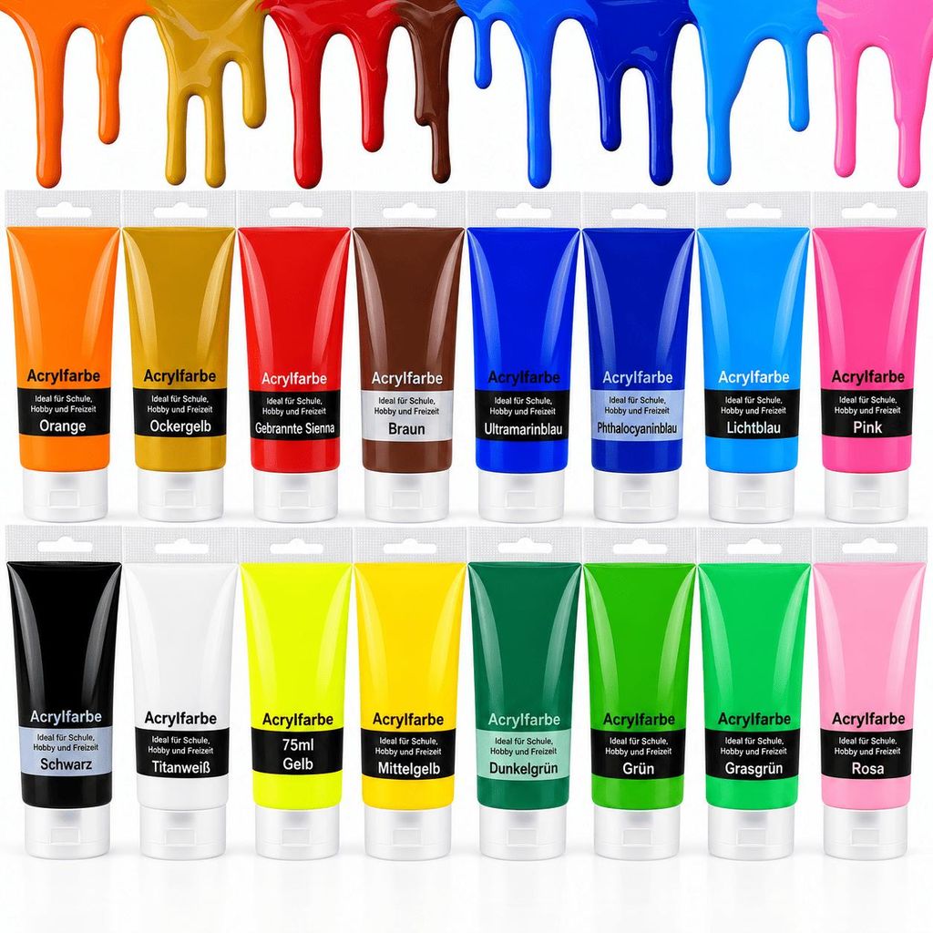 Acrylfarben 16er Set Malfarbe Künstlerfarbe Acrylfarben Produktbild 