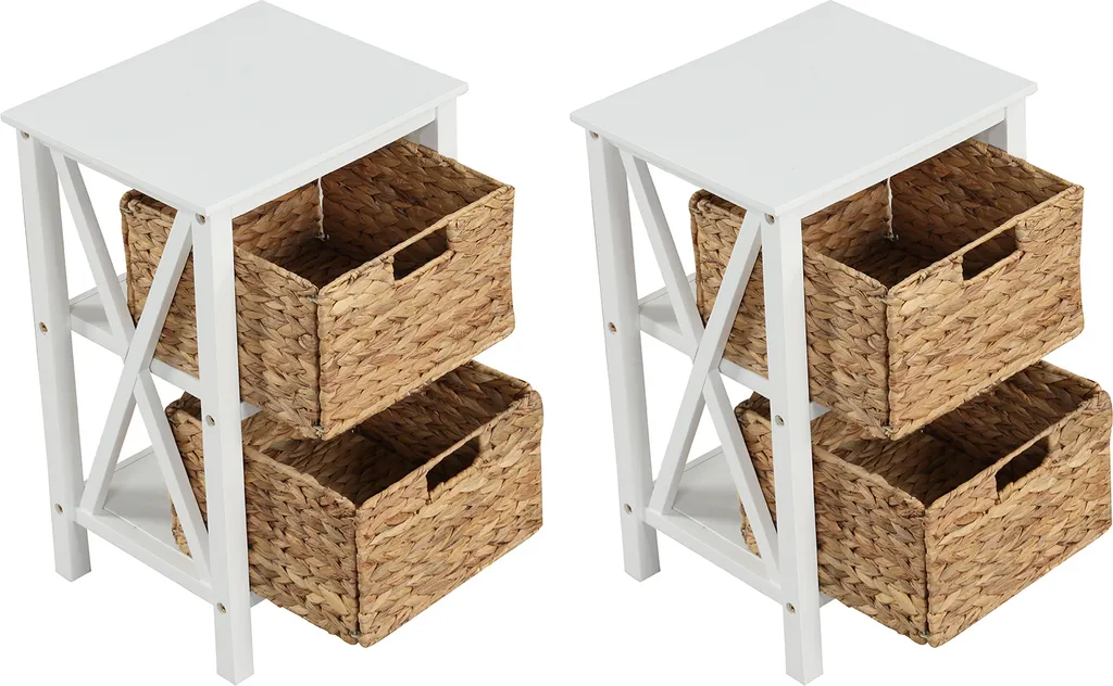 Table de chevet à 3 niveaux meuble d'appoint blanc pour petit espace