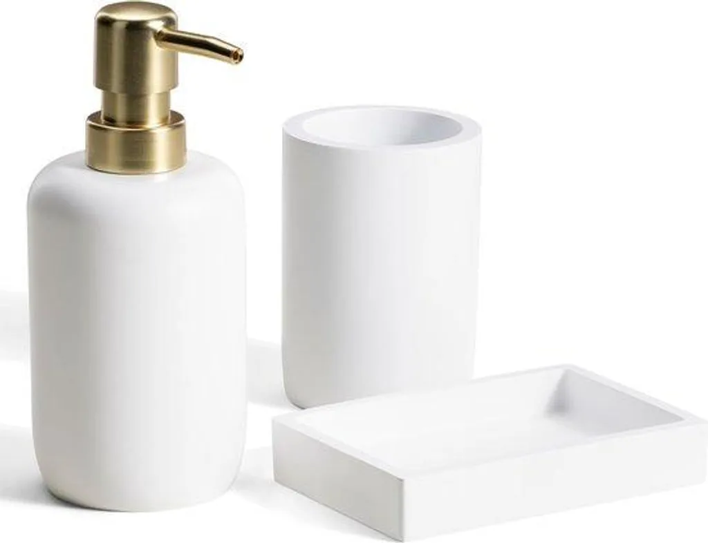 Ensemble salle de bain blanc anti-désordre 3 pièces avec porte-savon