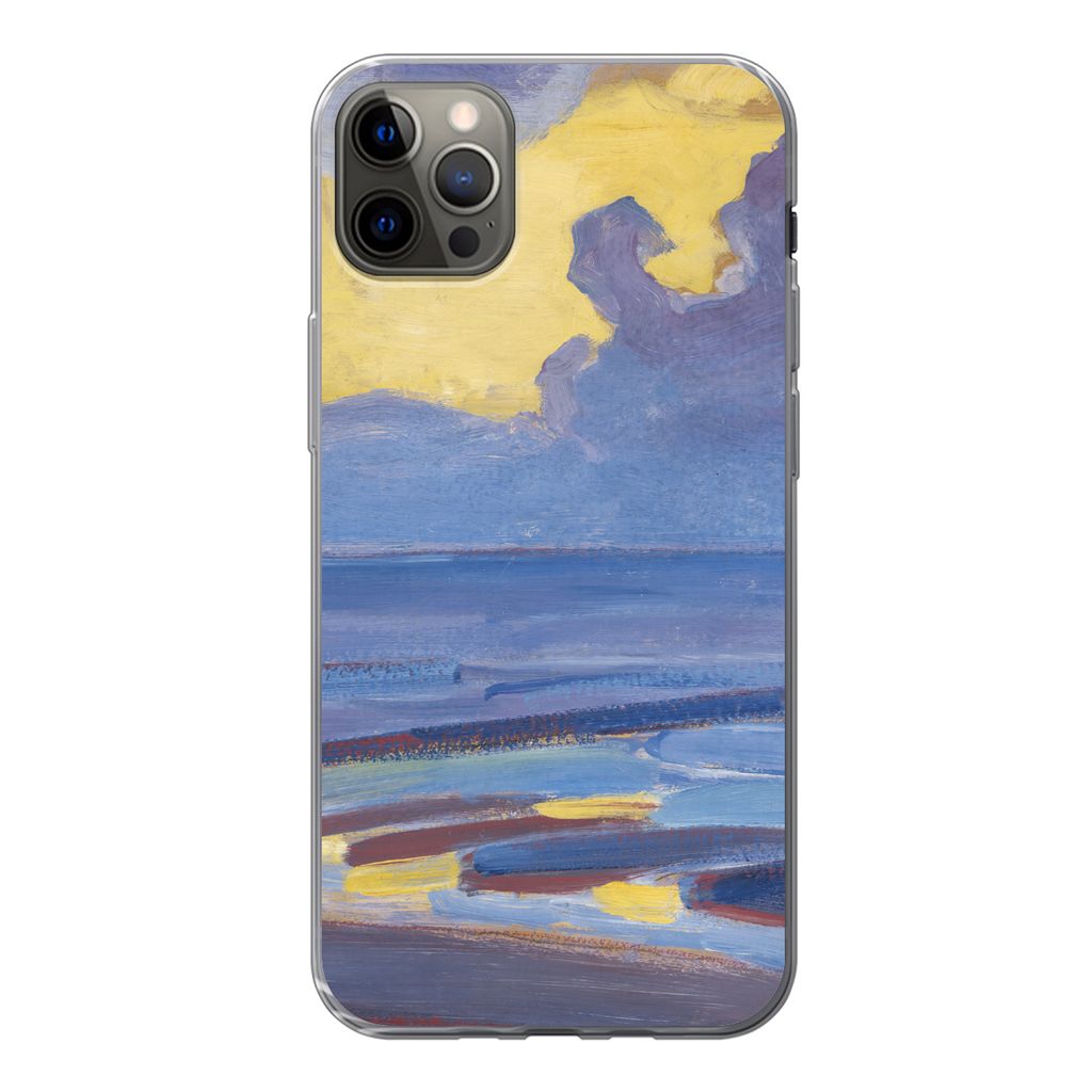 MuchoWow Handyhülle Schutzhülle Hülle für iPhone 12 Pro Max Am Meer - Piet Mondrian Silikon Softcase Handy Hülle - Hartschale