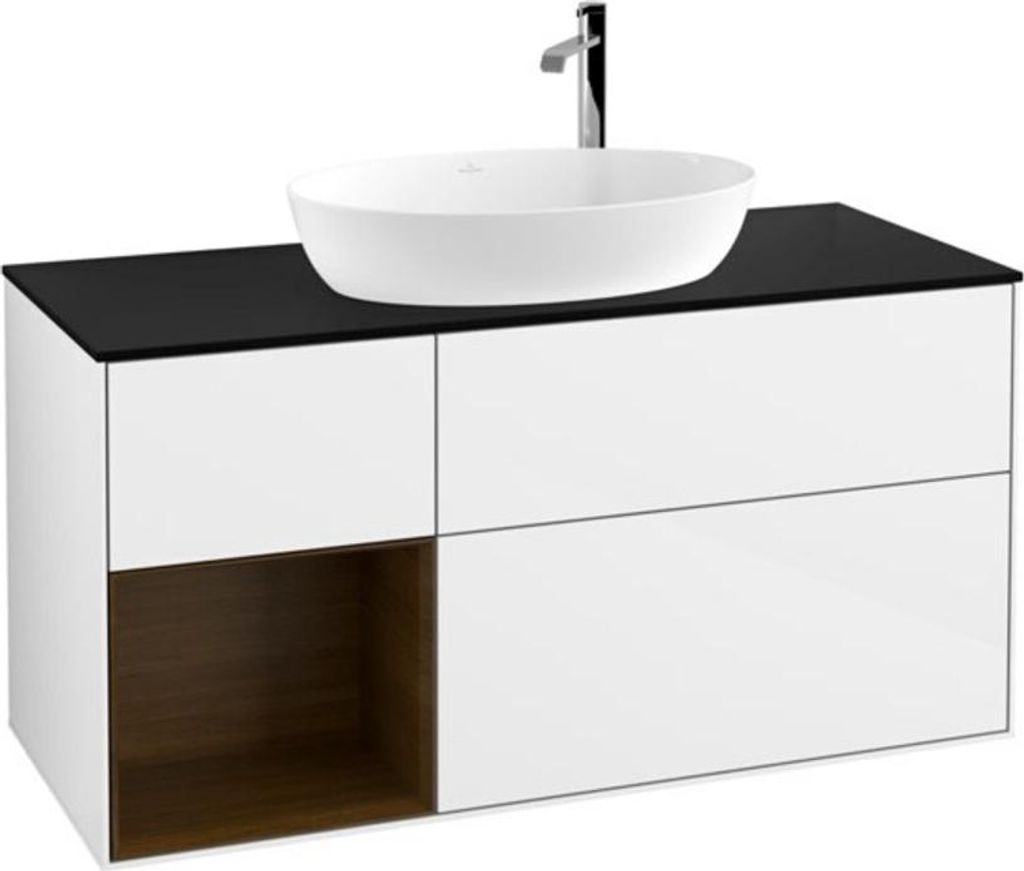 V&B Waschtischunterschrank Finion 120cm, Pl b m, Reg wal ven, glo wh. Lac