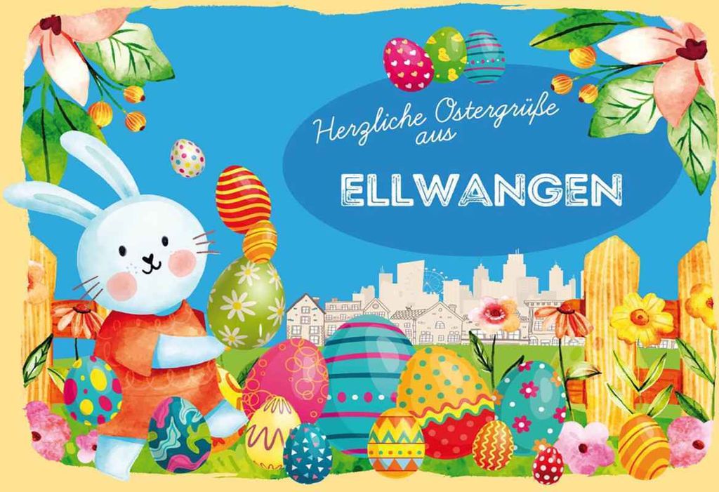 vianmo Holzschild 20x30 cm Ostergrüße ELLWANGEN Ostern Produktbild 