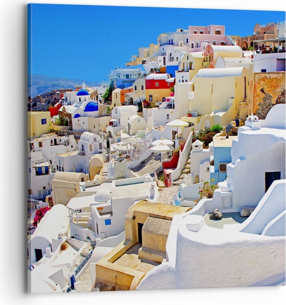 Bild auf Leinwand - Leinwandbild - Griechenland insel tourismus santorini - 70x70cm - Wand Bild - Wanddeko - Leinwanddruck - Bilder - Kunstdruck - ...