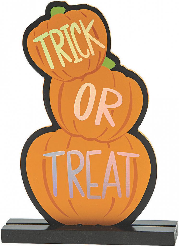 Trick or Treat Kürbisaufsteller als Halloween Tischdeko
