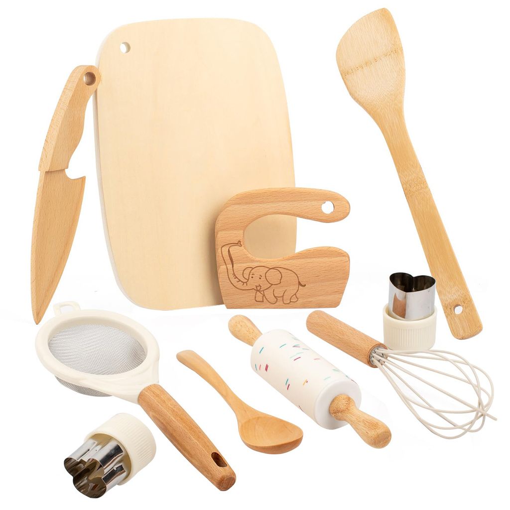 Kinder Küchen-Spielset aus Holz – 10-teiliges Schneide-Set Produktbild 