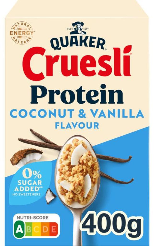 Quaker Cruesli Protein Coconut & Vanilka, 400 g – chrumkavé Obrázok produktu 