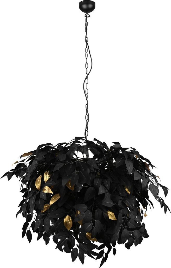 Lustre LEAVY noir et or, 4xE14x28W, métal, dimensions : Image du produit 