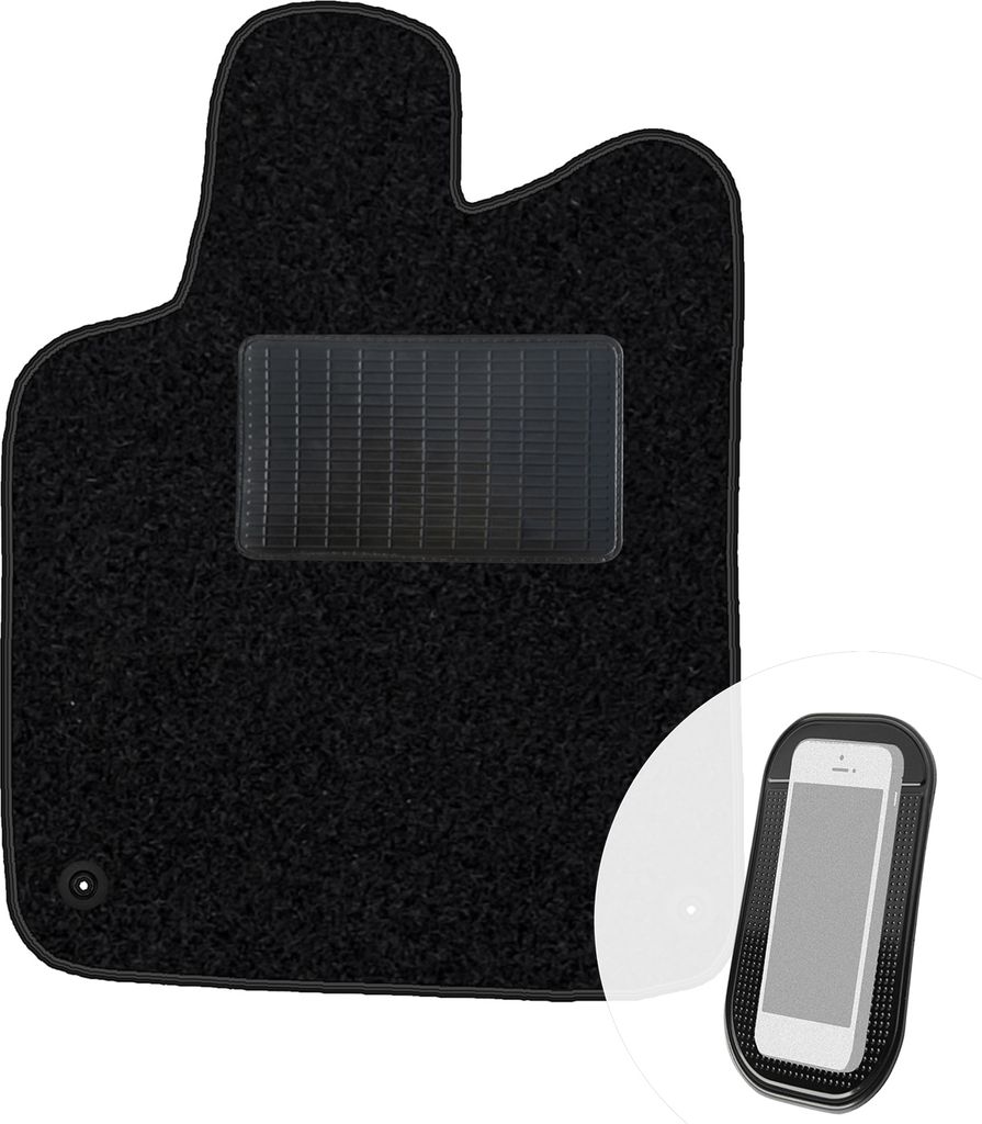 moto-MOLTICO Fahrer Fußmatte Auto Velours Fahrerseite Autoteppiche Schwarz Fahrermatte 1-teilig passend für Peugeot 407 I Citroen C5 I 2001-2011