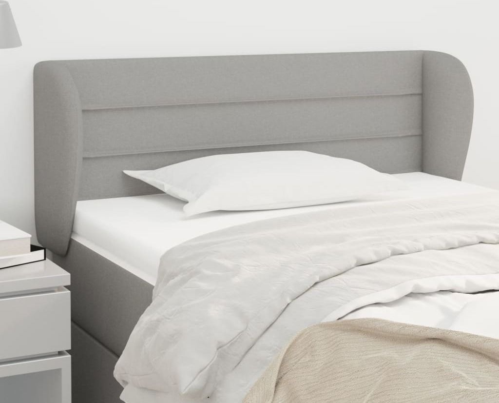 The Living Store Kopfteil mit Ohren Hellgrau 93x23x78/88 cm Stoff